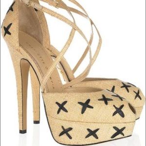 Charlotte Olympia Raffia Peep Toes